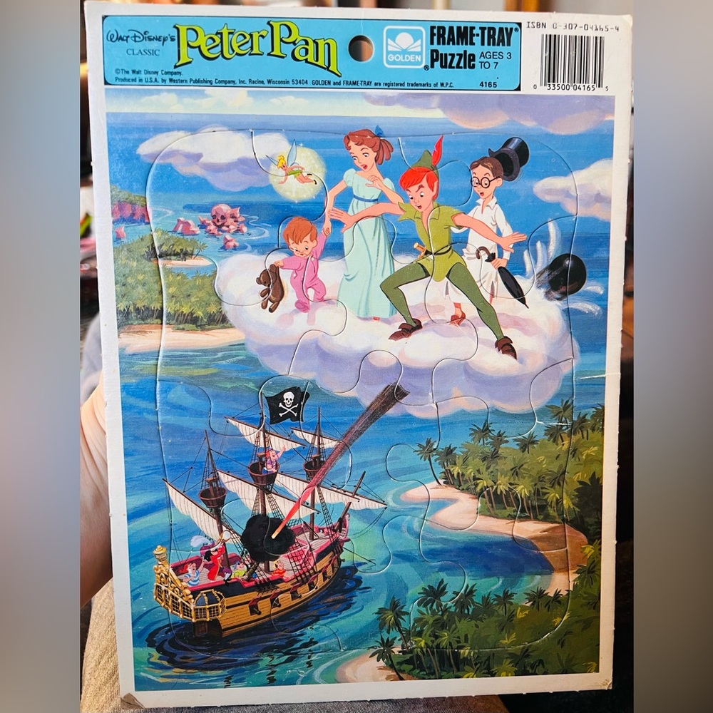 VTG Walt Disney's Peter Pan 12 pc Golden Frame Tray Puzzle #4165 Peter Wendy